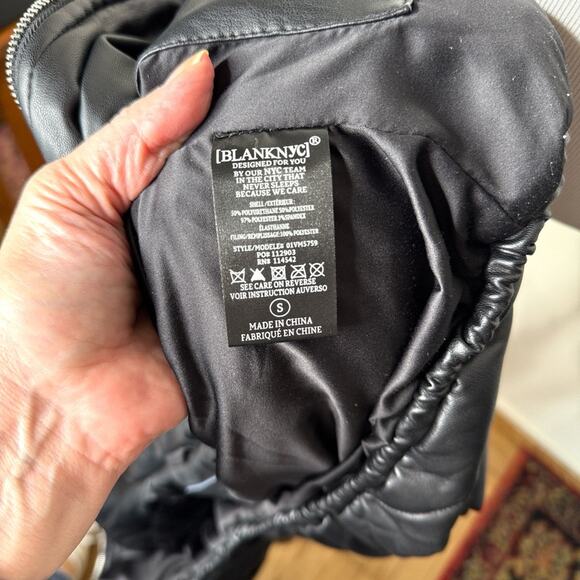 Blank NYC Black Faux Leather Quilted Puffer Jacket - Picture 7 of 7